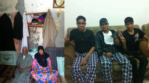 Left: Ashour Hassan with his wife Maryam Sabt. Right: Younis, Sadiq and Jassim